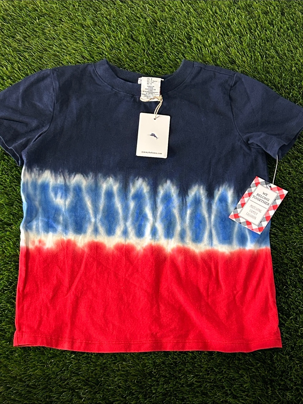 Tommy Bahama Kids Short Sleeve Tie-Dye Tee - Navy, Blue & Red